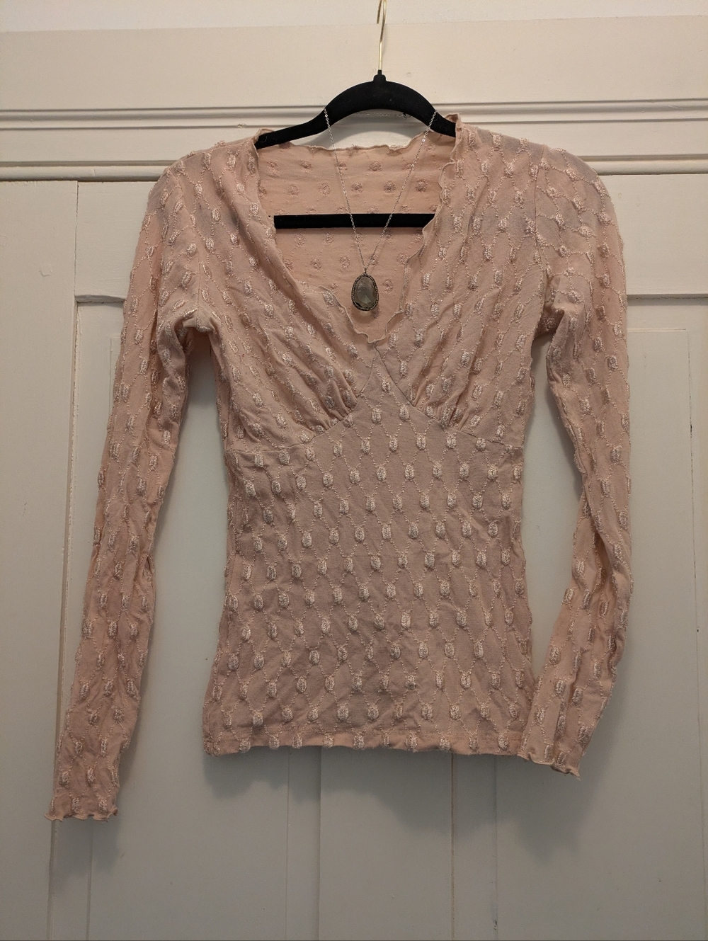 Sheer, Nude, Bubble Pattern Layering Top- OS